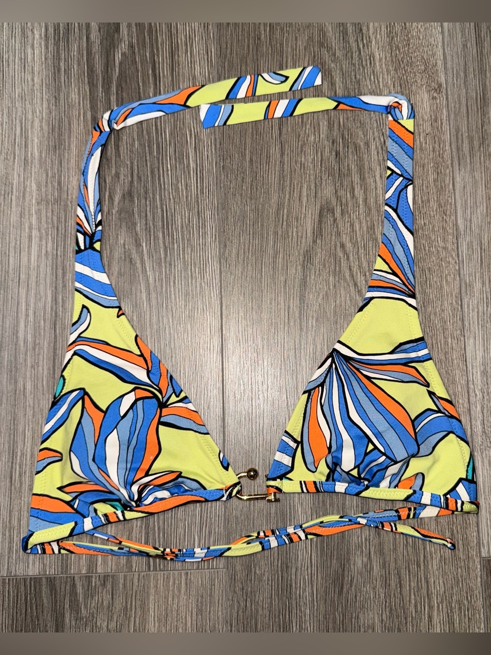 BCBGMaxAzria Vibrant Printed Bikini Top Size Small Beach Swim Preppy Festival